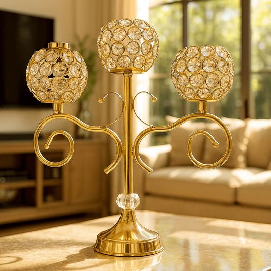 Crystal 3-Head Candle Holder